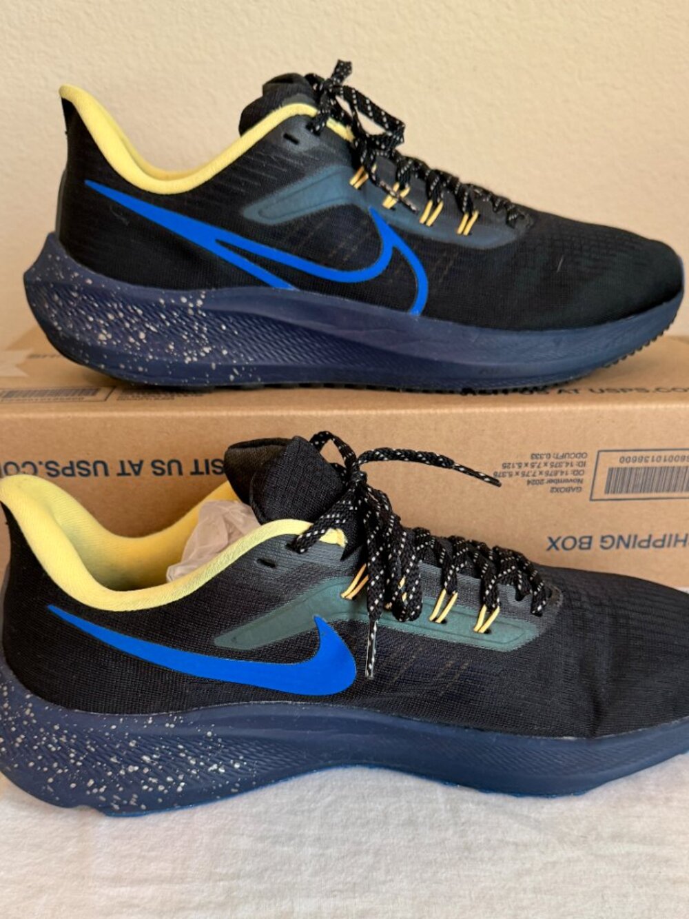 Nike Air Zoom Pegasus 39 Men's Size 11.5 Black Hyper Royal Speckled Sneakers - Picture 13 of 15